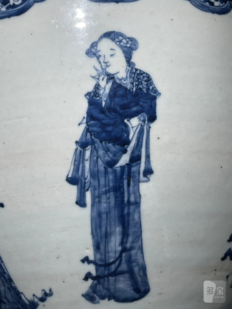 清晚期 青花人物纹卷缸 - 图8